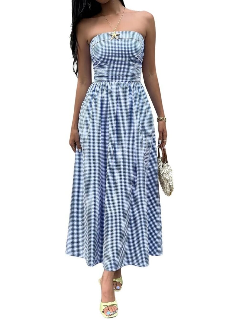 Striped Strapless Maxi Dress - Casual Long Summer Dress for Women, Beach Ready
